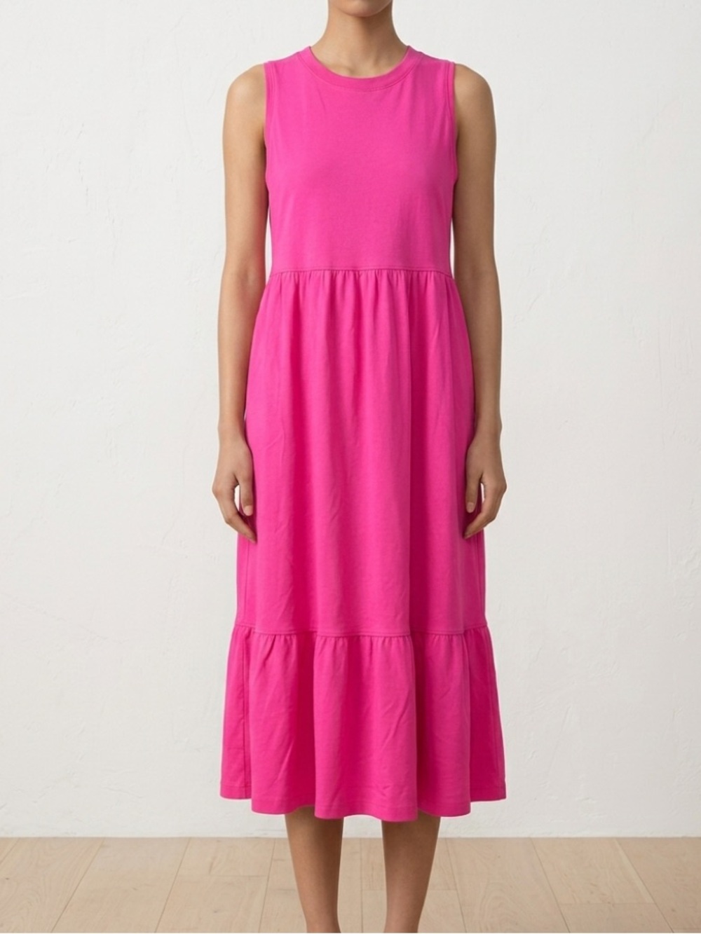 Lafayette 148 New York pink Tiered Midi Dress medium cotton . New with tags